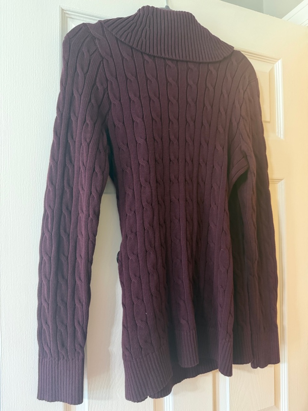 Ralph Lauren Cable Knit Shawl Collar Sweater in Deep Plum- like wine - Picture 8 of 8